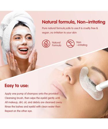 Tsingzzu Oil-Free Lash Shampoo 50ml with Lemon Scent - Gentle Eyelash Extension Cleanser with Brush - Lash Bath for Lash Extensions - Buy Online on GoSupps.com