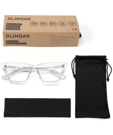 GLINDAR Cat Eye Blue Light Blocking Glasses | Vintage Narrow Square Acetate Eyewear | Stylish Computer Glasses 55mm - Buy Online on GoSupps.com