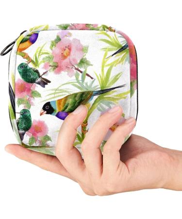 Menstrual Pad Bag with Zipper - Stylish Ladies Napkin Pouch & Tampon Collection Bag for Women & Girls - Hummingbird Design - Buy Online on GoSupps.com
