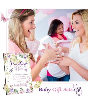 Purpeak 51 Pcs Butterfly Baby Shower Games Set with 50 Acrylic Mini Pacifiers - Perfect for Girl Baby Gender Reveal Party - Buy Online on GoSupps.com