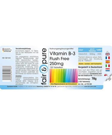 Fair & Pure Vitamin B3 Tablets 250mg - Flush Free Vegan Formula - 120 Tablets for Wellness - Buy Online on GoSupps.com