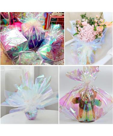 Giiffu Iridescent Film Cellophane Wrap Roll I 34 In Wide X 50 Ft Long I for Gift Baskets Flower Wrapping Paper Holographic Cellophane Easter Wrap Roll for Easter Gift Floral Bouquet Wrapping Pink Colorful - Buy Online on GoSupps.com