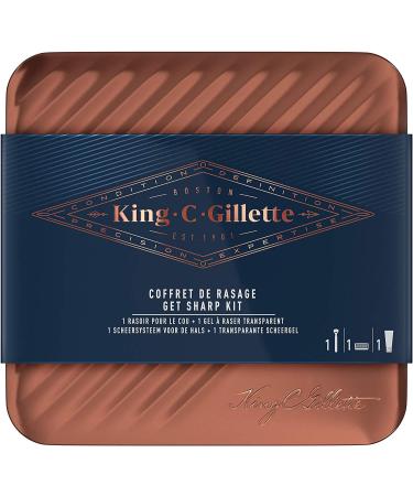 Buy King C. Gillette Shaving Set for Men - Neck Razor Transparent Gel & Tin Box | Perfect Gift for Dad - Buy Online on GoSupps.com
