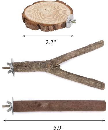 Mogokoyo 8 PCS Natural Wood Bird Perch Birdcage Stand Wooden Parrot Perch Stand Perch Platform Cage Accessories for Parrotlets Budgies Cockatiels Parakeets Lovebirds Style A - Buy Online on GoSupps.com