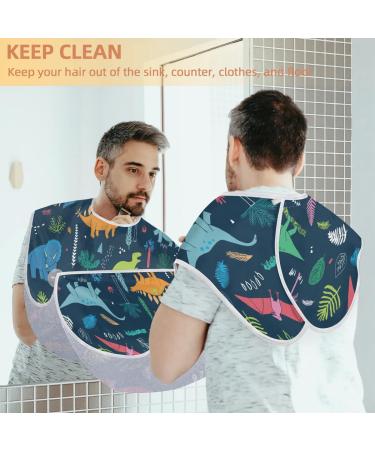Beard Bib Apron for Men | Waterproof Hair Catcher & Grooming Cape with Colorful Dinosaurs - Perfect for Shaving & Trimming - Buy Online on GoSupps.com