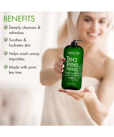Majestic Pure Tea Tree Body Wash - Formulated to Combat Dry Flaky Skin - Soothes Nourishes and Moisturizes Irritated Chapped Problem Skin Areas - (Packaging may Vary) -16 fl. oz. - Buy Online on GoSupps.com