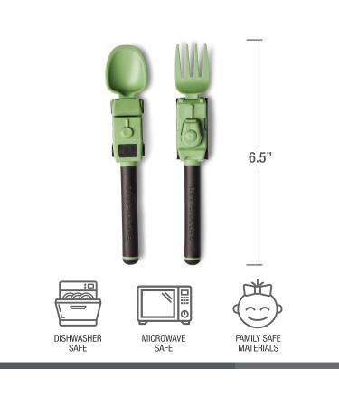 Dinneractive Kids Utensil Set - Green Army Themed Fork and Spoon for Toddlers - 2-Piece Set - Buy Online on GoSupps.com