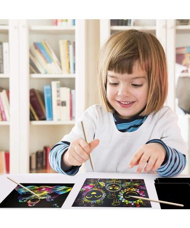 36 Sheets Scratch Art Rainbow Paper Set for Kids - Colorful Magic Papers with 4 Scratch Pens | Perfect Holiday/Birthday Gift - Buy Online on GoSupps.com