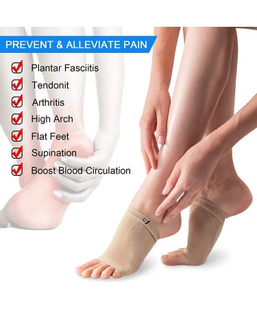 Ailaka Compression Arch Support Sleeves - Plantar Fasciitis Relief & Heel Spur Cushioned Braces (2 Pairs) - Khaki - Buy Online on GoSupps.com