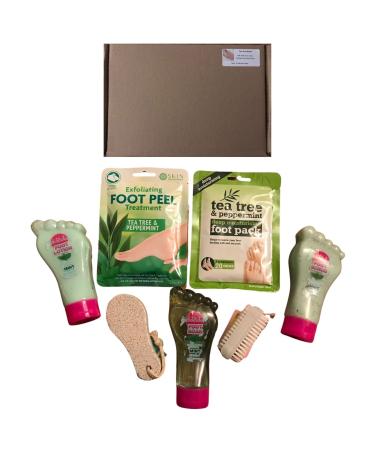 Feet Treat Bundle. Foot Scrub Lotion and Soak Exfoliating Boots Moisturising Boots Pumice Stone & Nail Brush. All you need for a Home Pedicure. Treat Yourself or arrives Boxed so can be Gifted.
