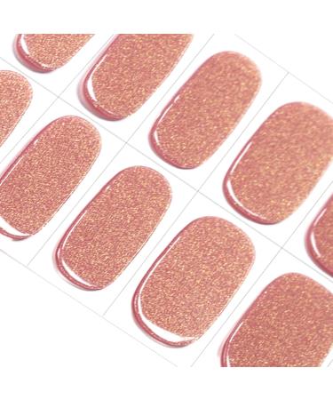 DANNI & TONI 28 Stickers Semi Cured Gel Nail Polish Strips Gel Nail Stickers Solid Colour (Everglow) Combination of Light Salmon with a Touch of Golden Shimmer
