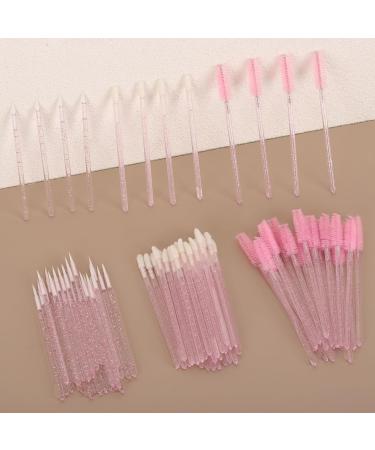 300pcs Eyelash Extension Supplies Kit | 100 Disposable Mascara Wands Lip & Eyeliner Brushes | Crystal Pink - Buy Online on GoSupps.com