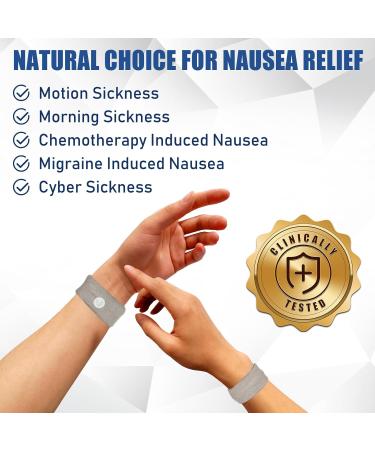 Motion Sickness Bands - Anti Nausea Wristbands for Adults & Kids | Morning Sickness Relief | Acupressure for Travel - 2 Pairs Grey - Buy Online on GoSupps.com
