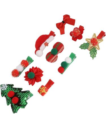 12 Pieces Christmas Glitter Flowers with Clips Xmas Tree Ornament Poinsettias Decor Red Green Snowflake for Cosplay Presents - Buy Online on GoSupps.com