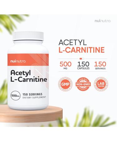 NUI NUTRA Acetyl L-Carnitine Supplement 500mg - 150 Capsules for Energy & Metabolism Support - Buy Online on GoSupps.com