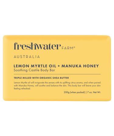 Soothing Castile BODY BAR | Lemon Myrtle Oil + Manuka Honey | Natural Ingredients | Triple-Milled Soap Bars With Organic Shea Butter