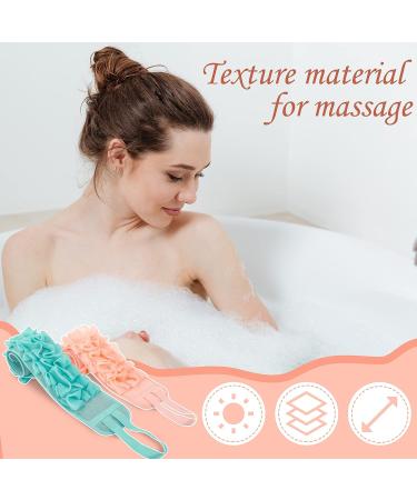 2 Pack Exfoliating Back Scrubber with Handle for Deep Clean Body Washing - Soft Cloth Double Sided Exfoliating Sponge Shower Loofah for Women Men - Pink & Blue - Buy Online on GoSupps.com