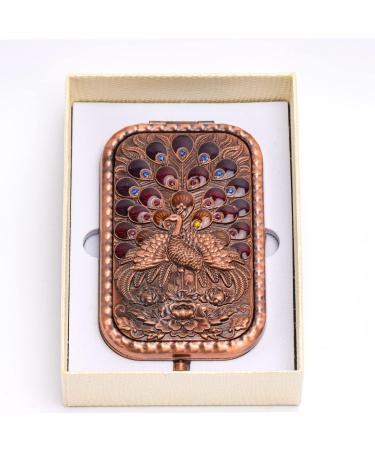 Vintage Peacock Vanity Mirror Set - Double Sided Compact Makeup Mirror - Portable Foldable Metal Mirror - Travel Friendly - Warmtree 2 Pcs - Buy Online on GoSupps.com