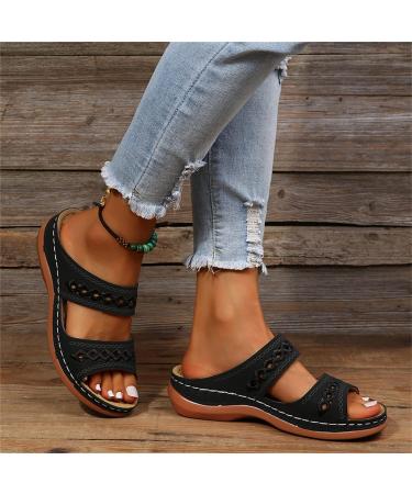 Lausiuoe Women's Orthotic Arch Support Walking Sandals - Size 8.5 Black - Buy Online on GoSupps.com