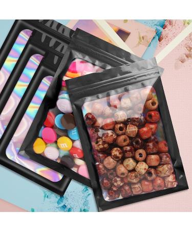 100 pcs Smell Proof Holographic Mylar Bags 4x6 Inch Black - Resealable Foil Pouch for Food Storage, Lipgloss, Jewelry, Eyelash Packaging - Buy Online on GoSupps.com