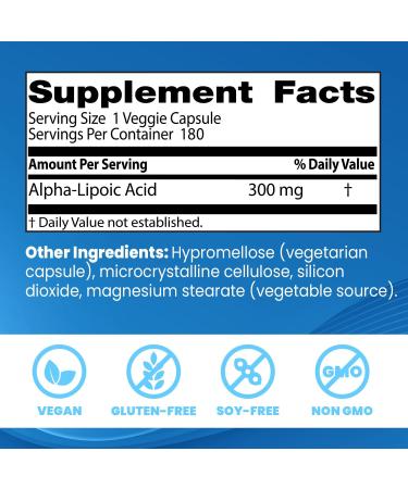 Buy Doctor's Best Alpha-Lipoic Acid 300mg - Supports Glucose Metabolism & Energy Production - Non-GMO Gluten Free Vegan - 180 Count - Buy Online on GoSupps.com