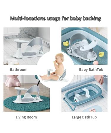 Baby Bath SeatOriginal Baby Bathtub Bath Seat Infant Bath Seat Bath Seat for Baby 6-36 Months with 4 Secure Suction Cups/Water Thermometer/3 Turtle Bath Toys/Shower Cap/Bath Brush/Rinse Cup White - Buy Online on GoSupps.com