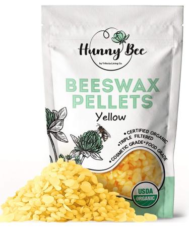 HUNNYBEE Beeswax Pellets 1LB, 100% Organic Yellow Bees Wax for DIY Candles, Skin, Body Cream, Face, and Hair Care, Lotions Deodorant, Lip Balm and Soap Making Yellow 1 lb