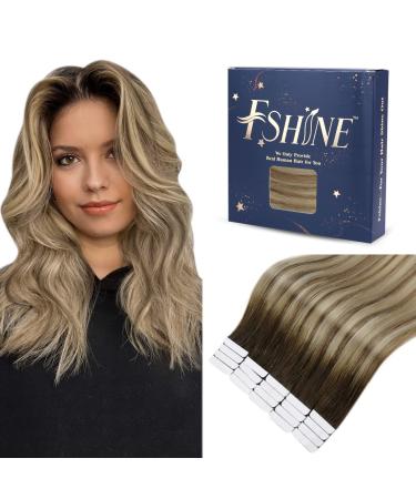 FSHINE real hair tape in extensions 30cm 30 grams of human extensions 20 pieces dark brown medium brown with medium blonde hair extension invisible tape in balayage real hair #3/8/2 3.tape #3/8/22 30cm - Buy Online on GoSupps.com