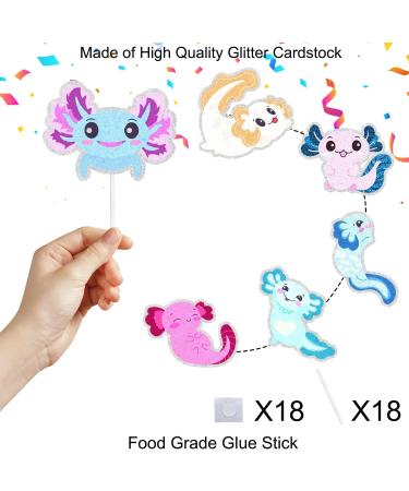 Kids' Kawaii Cartoon Axolotl Cupcake Toppers Set of 18 Pieces - This is a cute item to use as reptile-themed party baby shower party and newt-themed birthday party decorations for boys and girls - Buy Online on GoSupps.com