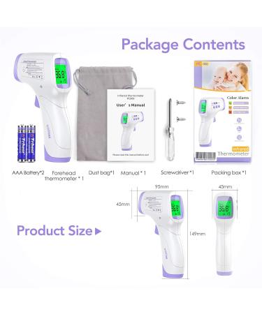 Wawech Baby Fieberthermometer Contactless Digital Infrared Thermometer 3-in-1 for Adults & Children with LCD Display 99 Memory Fever Alarm Purple - Buy Online on GoSupps.com