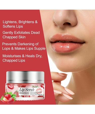 Strawberry Lip Scrub & Sleep Mask | Exfoliate Moisturize & Repair Dry Lips - Best Lip Care Products Online - Buy Online on GoSupps.com