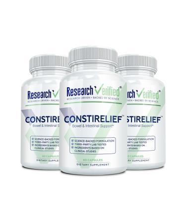 Research Verified ConstiRelief - The best Supplement for Constipation Relief on the market - with L. Acidophilus for long term health and prevention. 100% back guarantee! (Pack of 3)