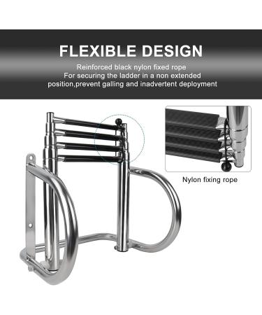 4 Step Heavy Duty Pontoon Boat Ladder | Folding Telescoping Rear Entry Inboard Ladder | Wide Steps Swim Deck with Pedals and Hand Railings - Buy Online on GoSupps.com