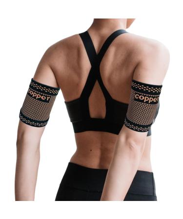 Bicep Compression Sleeve 1 Pair Upper Arm Compression Sleeve Bicep Tendonitis Brace Triceps Brace for Pain Relief Arm Support fit for Men Women (GOLD Medium) Medium GOLD