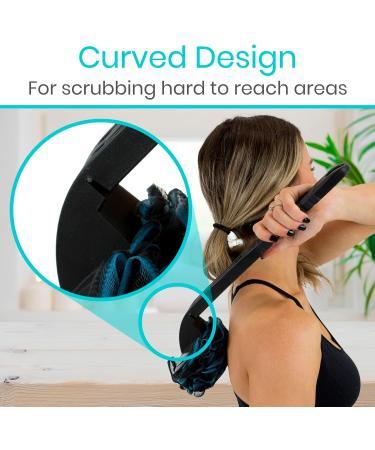 Vive Long Handled Loofah on a Stick | Exfoliating Mesh Sponge for Bath | Reusable Soft Loofa for Men & Women | Ideal for Elderly & Disabled | Interchangeable Handle - Black - Buy Online on GoSupps.com