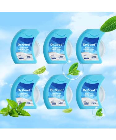Dr.Good Glide Dental Floss Deep Clean Mint Dental Floss Pack of 6 240M PTFE & PFAS Free Floss Small Packaging Portable Shred-Resistant Flossers for Adults Smooth and Easy Glide