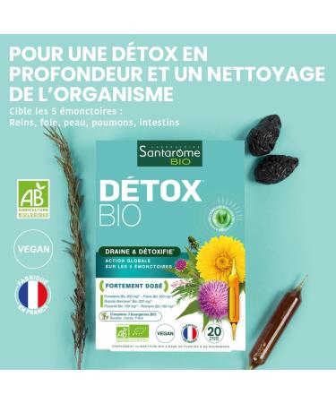 Santarome Bio - Organic Detox | Global Detox Food Supplement | Drains & Regenerates the 5 Emunctories - Organic Plants - Large - Buy Online on GoSupps.com