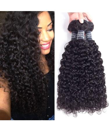 Amella Hair 8A Brazilian Curly Hair Weave 3 Bundles (14 16 18 inch 285g) Brazilian Virgin Kinky Curly Human Hair Weave 100% Unprocessed Hair Weft Extensions Natural Black Color 14/16/18 Inch Hair Bundles