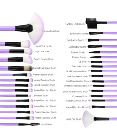 32-Piece Professional Makeup Brush Set with Nylon Bag - Purple - Buy Online on GoSupps.com