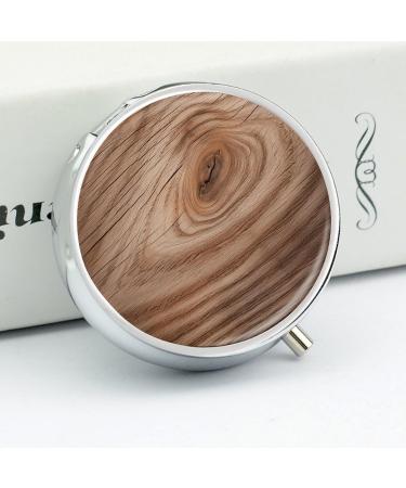 Compact Travel Pill Box - 3 Compartment Wood Grain Portable Pill Organizer for Purse & Pocket - Buy Online on GoSupps.com
