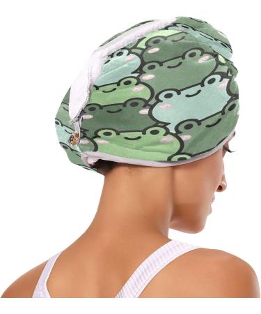 Shop Cute Frog Dry Hair Cap | 2-Piece Quick Drying Towel Set with Button Headband | Super Absorbent & Comfortable - Perfect for International Shipping - Buy Online on GoSupps.com