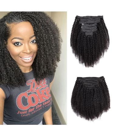 14Inch Afro Kinky Curly Clip In Human Hair Extensions 7pcs/set Brazilian Virgin Hair Kinky Curly Clip Ins For Black Women 4B 4C Kinky Curly Clip In Hair Extensions Double Weft (70gram  Natural Color) 14 Inch (Pack of 1) ...