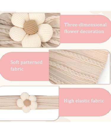 Nayyana 3-Piece Baby Flower Headband Set | Soft Nylon Hair Accessories for Girls Newborns & Toddlers - Beige Pink Khaki - Buy Online on GoSupps.com