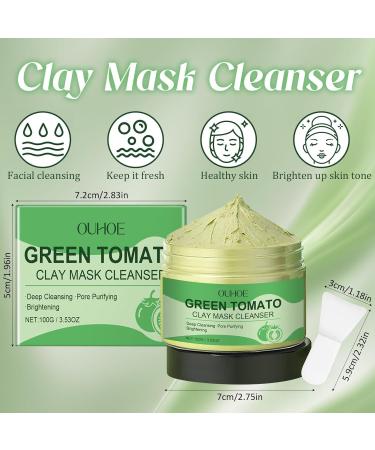 Henjunu Green Tomato Clay Mask Korean Face Mask Facial Clay Mask for Cleansing Pores and Reducing Acne and Blackheads 100g - Buy Online on GoSupps.com