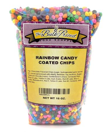 Rainbow Candy Coated Chocolate Chips, Bulk Size (1 lb. Resealable Zip Lock Stand Up Bag)