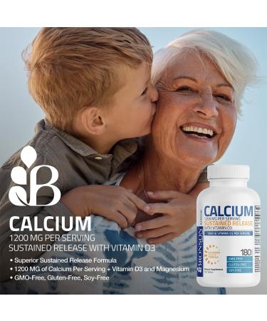 Bronson Calcium 1200 MG Per Serving Sustained Release with Vitamin D3 1000 IU Vitamin D3 Per Serving Non-GMO, 90 Tablets 90 Count (Pack of 1) - Buy Online on GoSupps.com