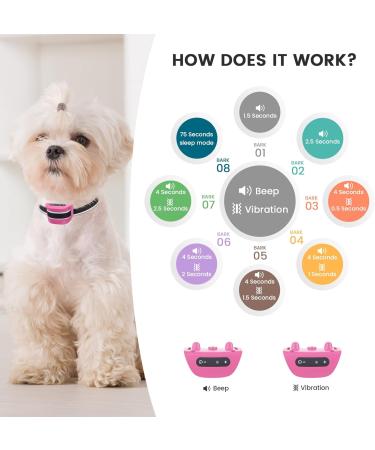 Rechargeable Small Dog Bark Collar | Humane & Safe Anti Bark Training | 7 Sensitivity Levels | Beep Vibration Mode | Pink - Buy Online on GoSupps.com