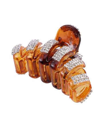 Frcolor Rhinestone Hair Jaw Hair Clamps Non-Slip Hair Clips Acrylic Hair Claw Clips Headwear for Women Lady (Coffee)