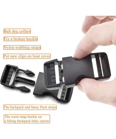 4 Pack Black Side Release Buckle & 8 PCS Tri-glide Slide Clip Set for 1 inch Webbing - Heavy Duty Plastic Replacement Buckles for Backpack Straps, Boat Covers, Dog Collars - Dual Adjustable Buttons - No Sewing Required - Buy Online on GoSupps.com