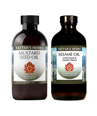 BUNDLE - 2 Pack - (1) Mustard Seed Oil 16 oz.- Plus (1) Sesame Oil 16 oz.